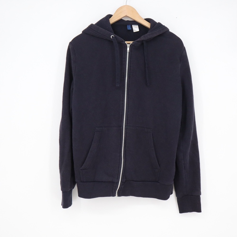 H&M Divided Mens Navy Blue Full Zip Hoodie Basic Fleece Sweatshirt Size M